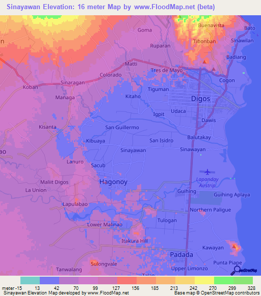 Sinayawan,Philippines Elevation Map