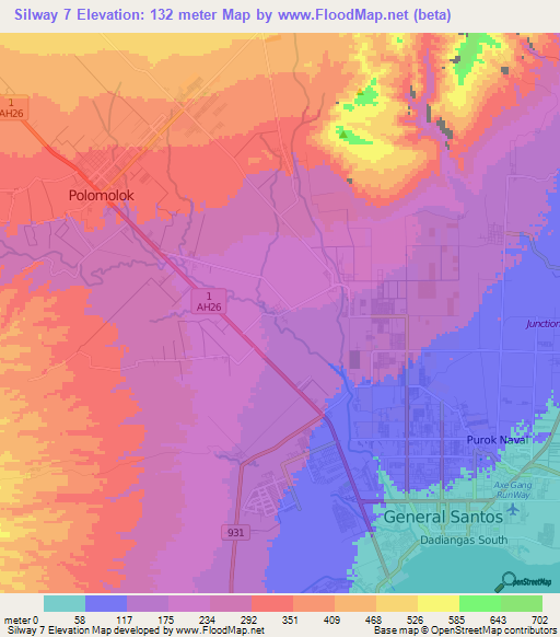 Silway 7,Philippines Elevation Map