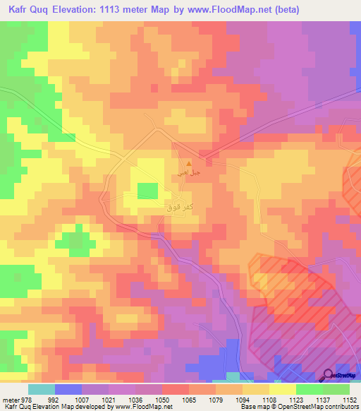Kafr Quq,Syria Elevation Map