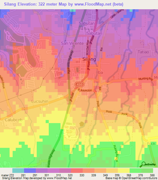 Silang,Philippines Elevation Map
