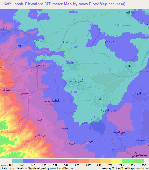 Kafr Lahah,Syria Elevation Map
