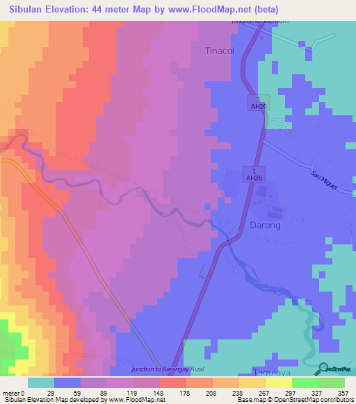 Sibulan,Philippines Elevation Map