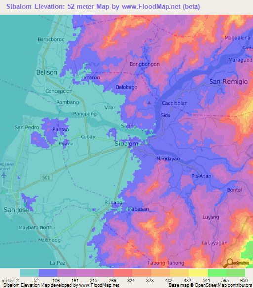 Sibalom,Philippines Elevation Map