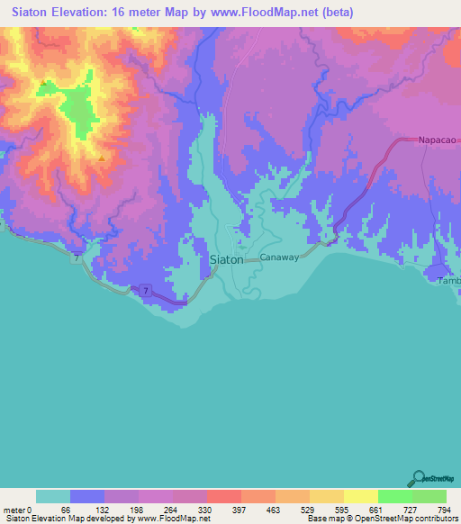 Siaton,Philippines Elevation Map