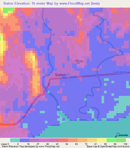 Siaton,Philippines Elevation Map