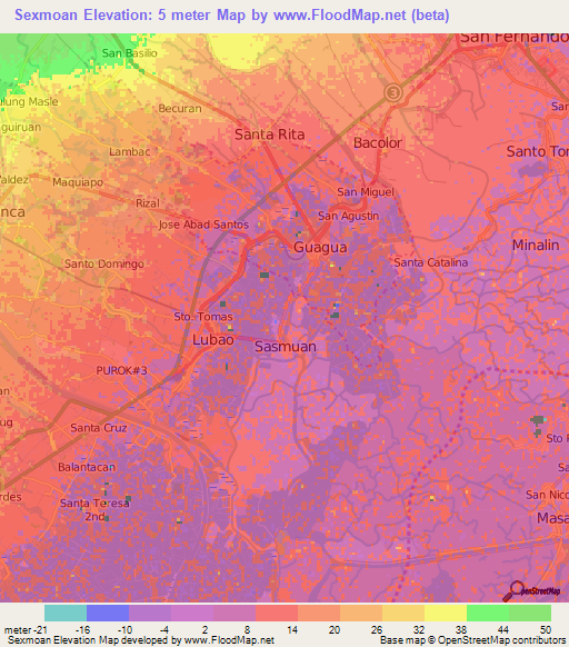 Sexmoan,Philippines Elevation Map