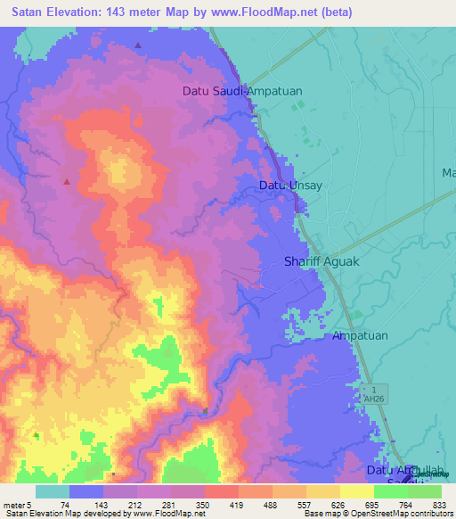 Satan,Philippines Elevation Map