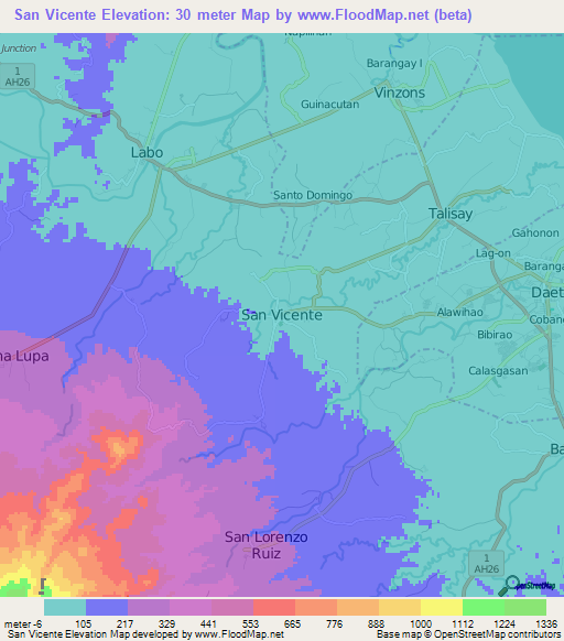 San Vicente,Philippines Elevation Map
