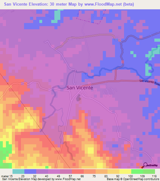 San Vicente,Philippines Elevation Map
