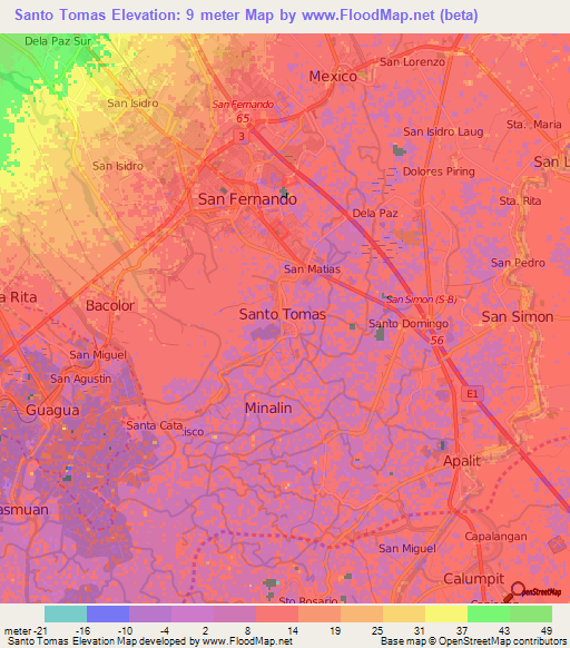 Santo Tomas,Philippines Elevation Map