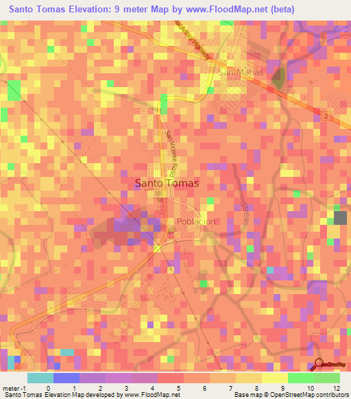 Santo Tomas,Philippines Elevation Map