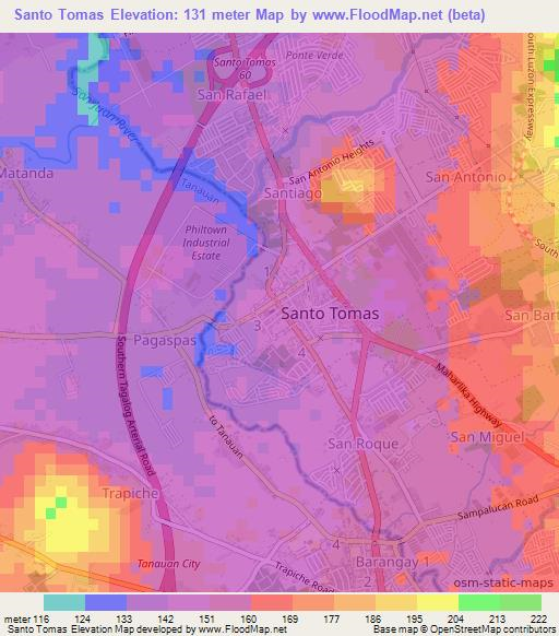 Santo Tomas,Philippines Elevation Map