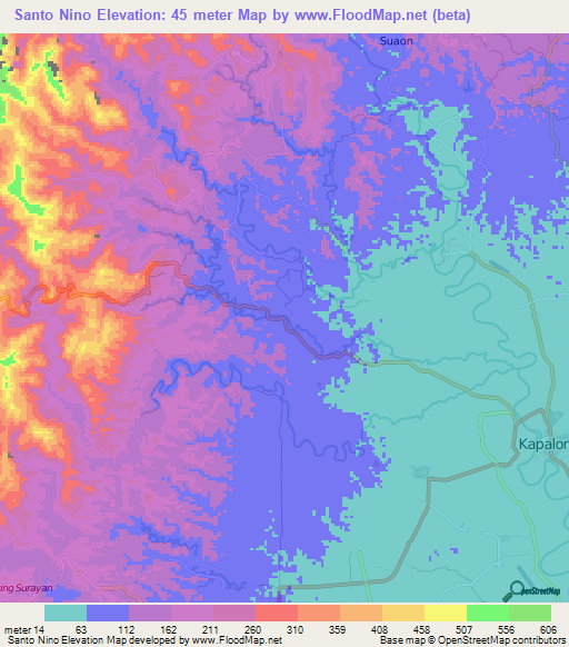 Santo Nino,Philippines Elevation Map