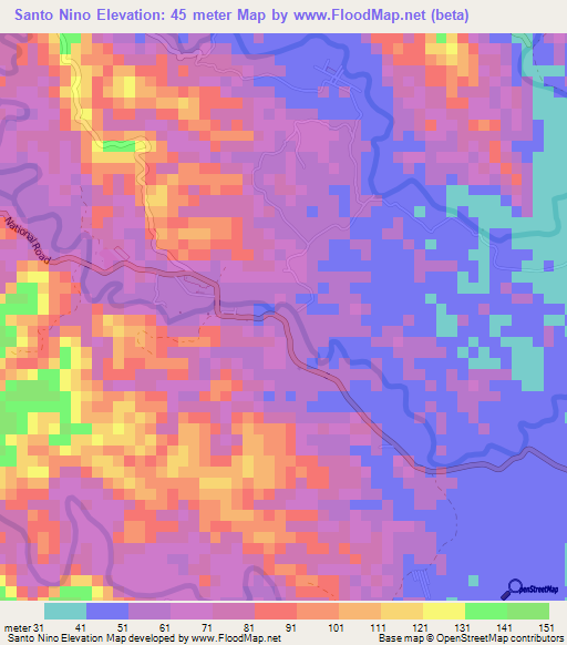 Santo Nino,Philippines Elevation Map