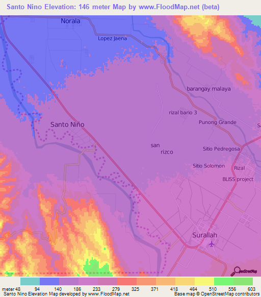 Santo Nino,Philippines Elevation Map