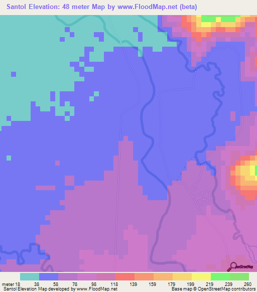 Santol,Philippines Elevation Map