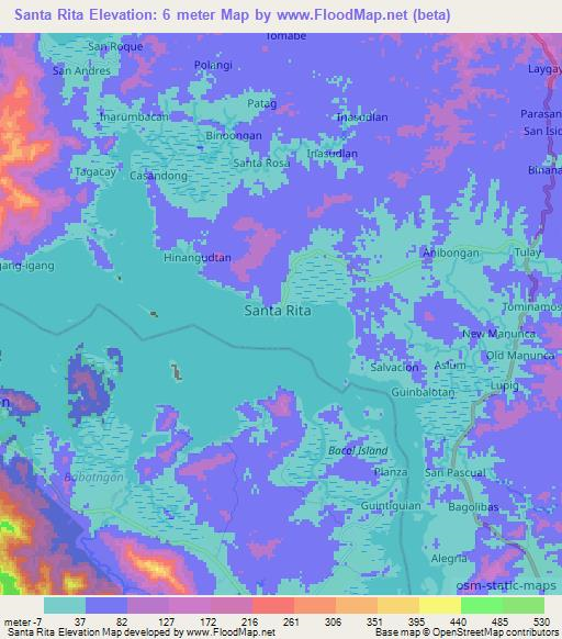Santa Rita,Philippines Elevation Map