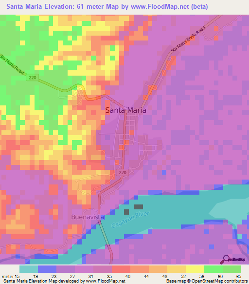 Santa Maria,Philippines Elevation Map