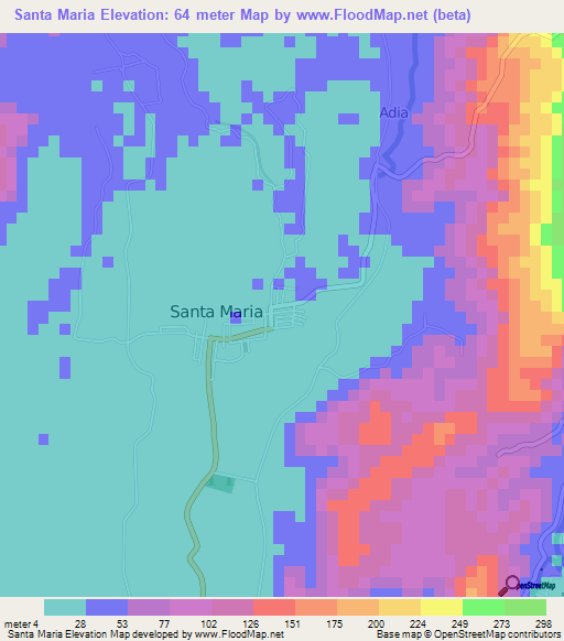 Santa Maria,Philippines Elevation Map