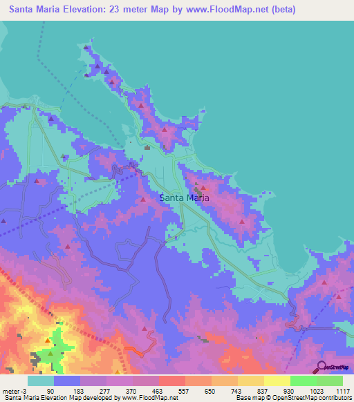 Santa Maria,Philippines Elevation Map