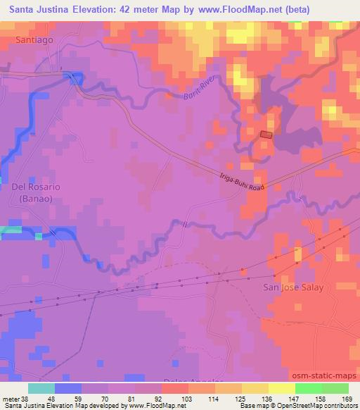Santa Justina,Philippines Elevation Map
