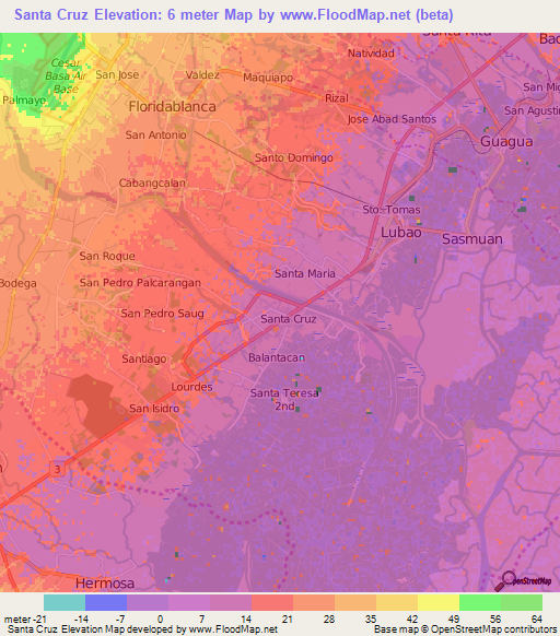 Santa Cruz,Philippines Elevation Map