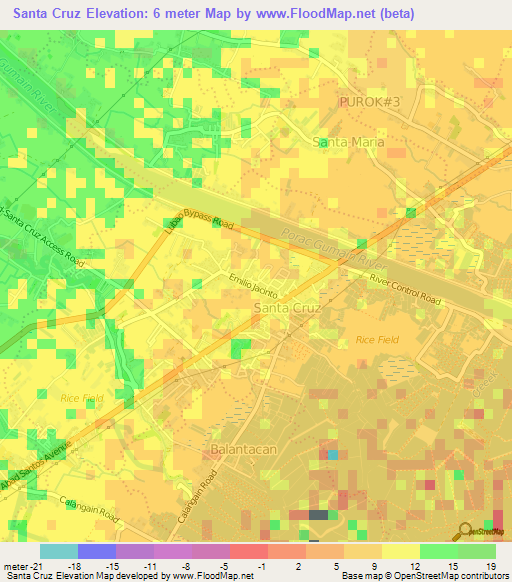 Santa Cruz,Philippines Elevation Map