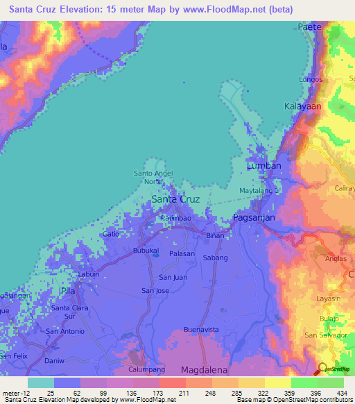 Santa Cruz,Philippines Elevation Map