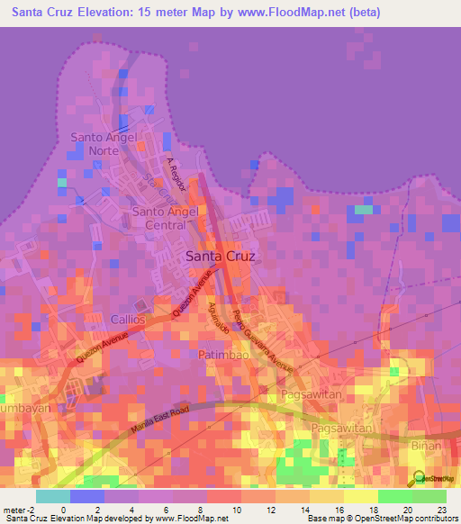 Santa Cruz,Philippines Elevation Map