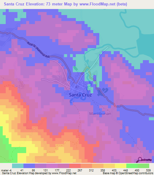 Santa Cruz,Philippines Elevation Map