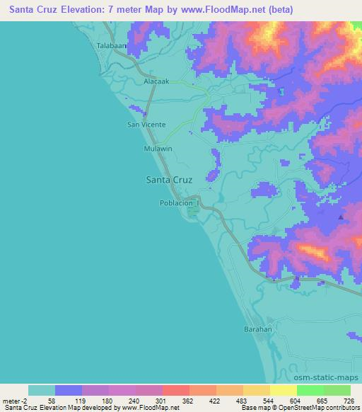 Santa Cruz,Philippines Elevation Map