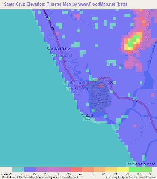 Santa Cruz,Philippines Elevation Map