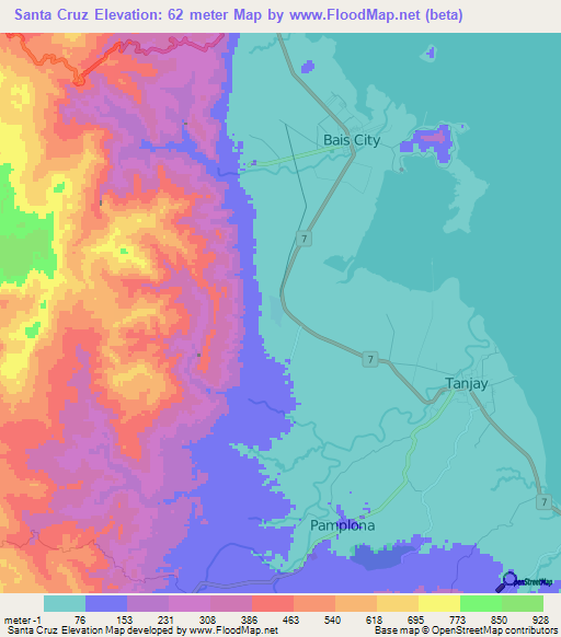 Santa Cruz,Philippines Elevation Map
