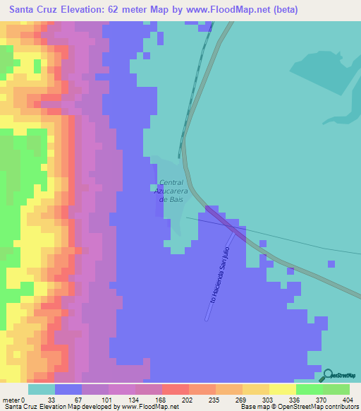 Santa Cruz,Philippines Elevation Map