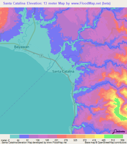 Santa Catalina,Philippines Elevation Map