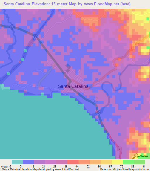 Santa Catalina,Philippines Elevation Map
