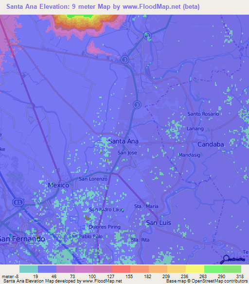 Santa Ana,Philippines Elevation Map
