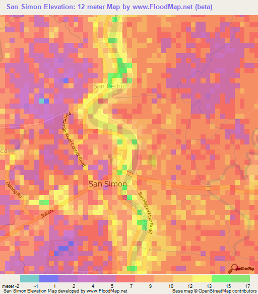 San Simon,Philippines Elevation Map