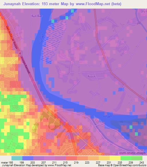 Junaynah,Syria Elevation Map