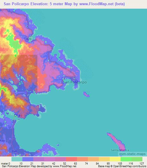 San Policarpo,Philippines Elevation Map