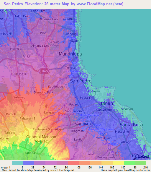 San Pedro,Philippines Elevation Map