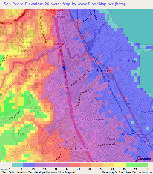 San Pedro,Philippines Elevation Map