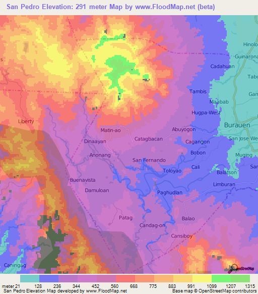 San Pedro,Philippines Elevation Map