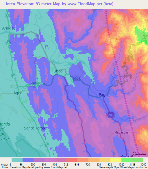 Lloren,Philippines Elevation Map