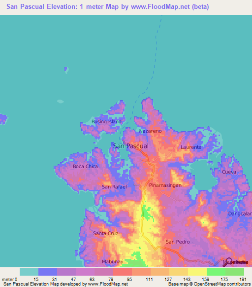San Pascual,Philippines Elevation Map