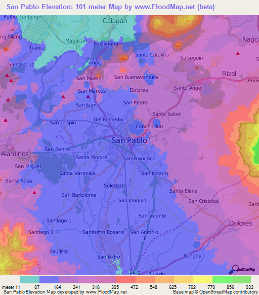 San Pablo,Philippines Elevation Map
