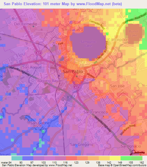 San Pablo,Philippines Elevation Map