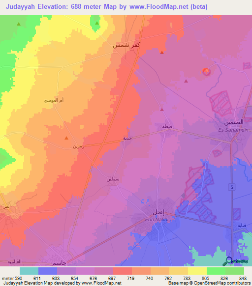 Judayyah,Syria Elevation Map
