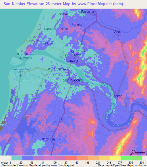 San Nicolas,Philippines Elevation Map
