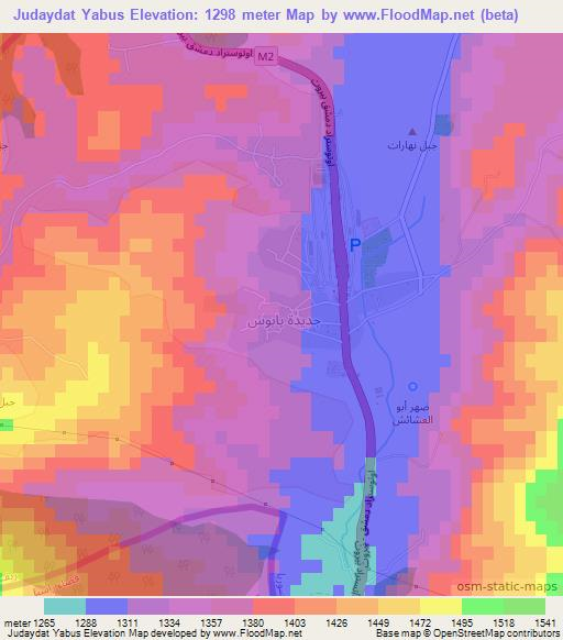 Judaydat Yabus,Syria Elevation Map